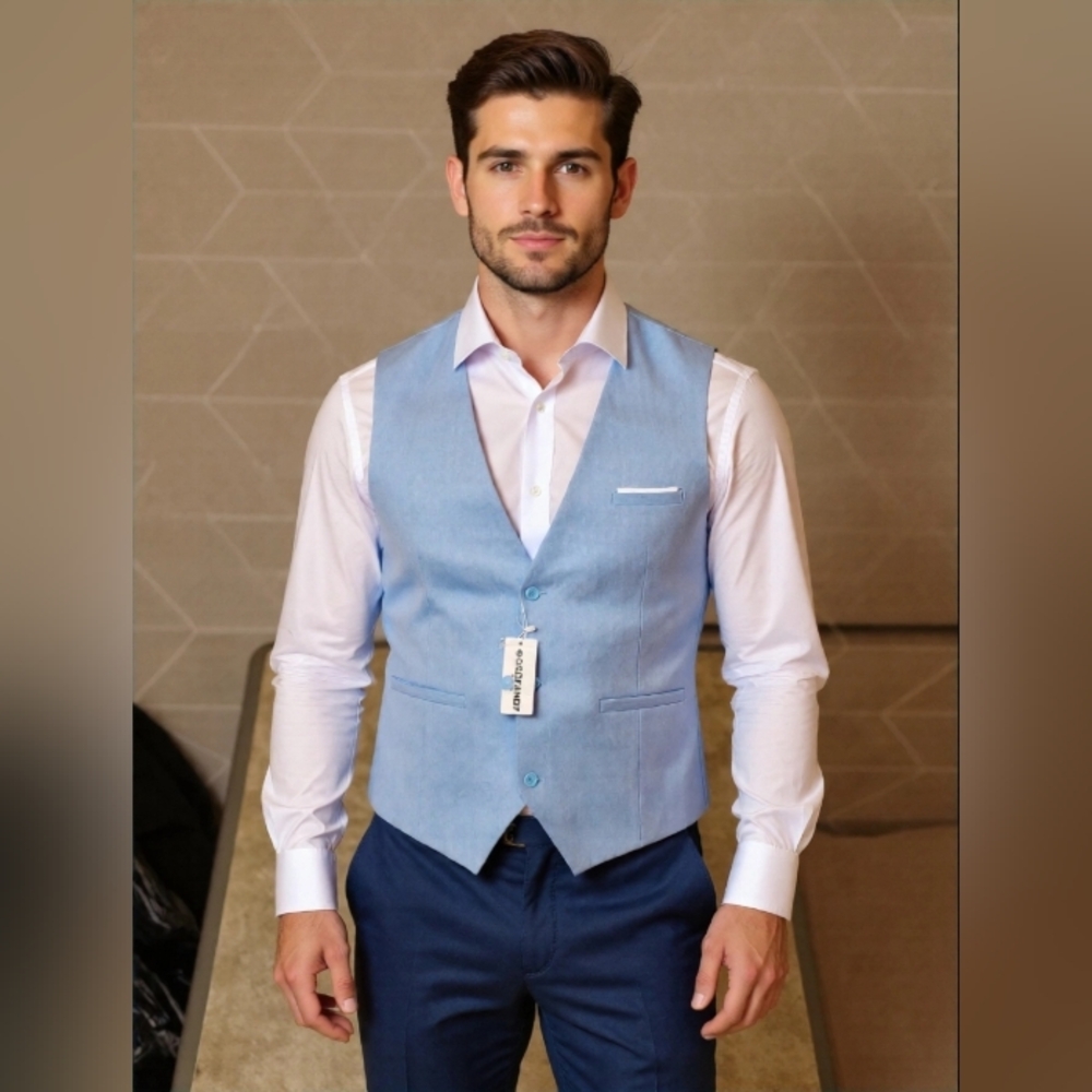 Elegant Light Blue Men's Vest